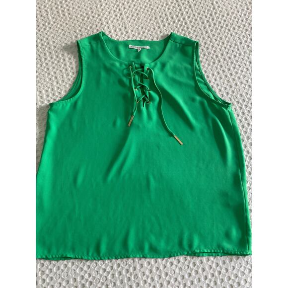 Violet & Claire‎ Kelly Green Lane Up Sleeveless Blouse Sz S - Picture 3 of 7